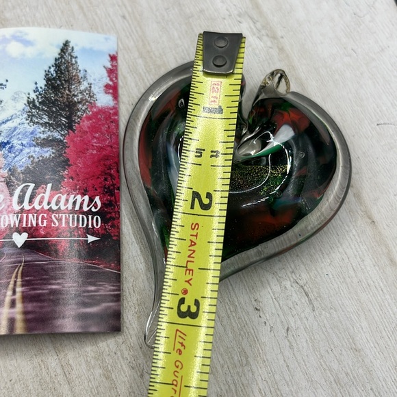 LUKE ADAMS GLASSBLOWING STUDIO BLOWN GLASS HEART NEW SIGNED - Picture 3 of 11